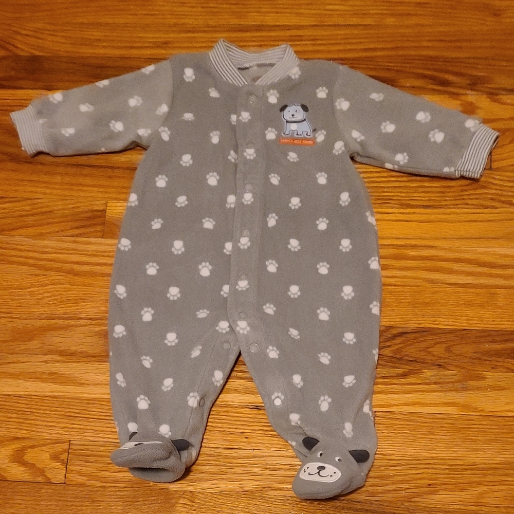 10 for $25 - Carter's Gray 3m "Daddy's Best Friend" Fleece Button Sleeper